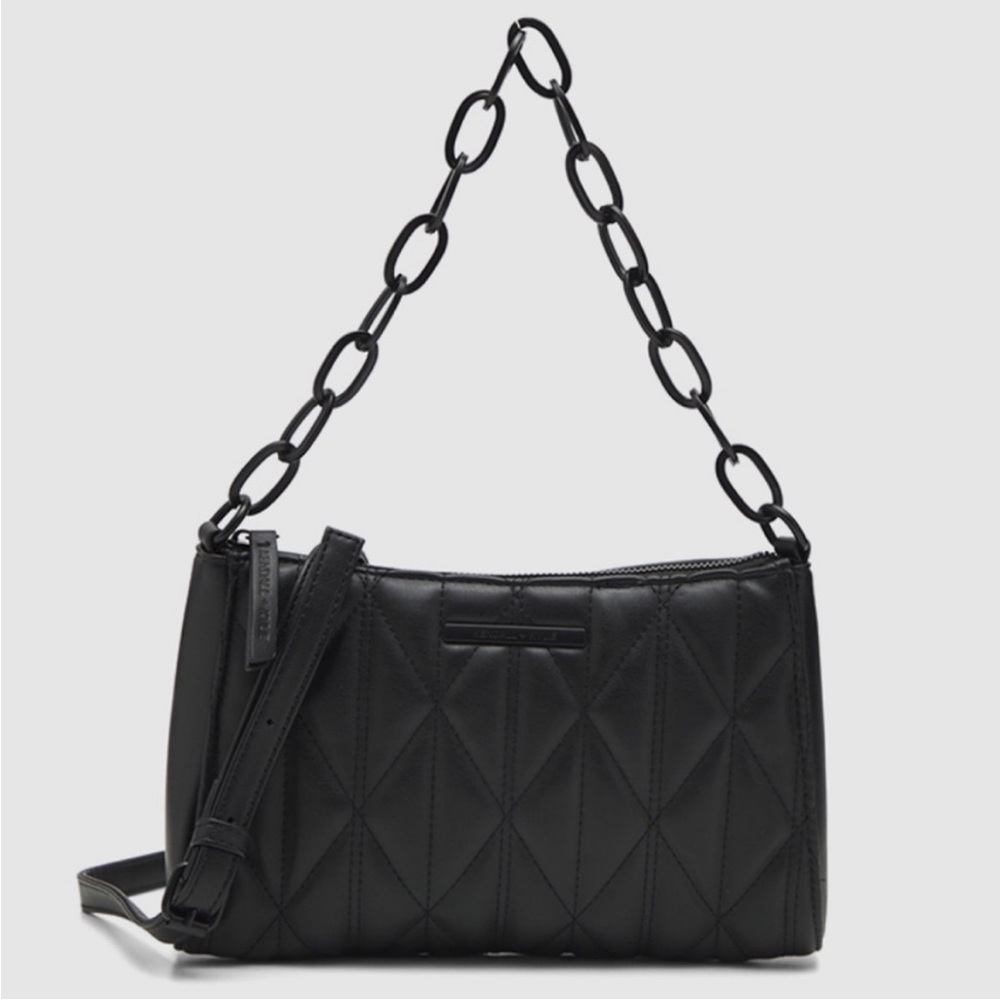 Kylie + Kendall Black Adjustable Shoulder Chain Hand Bag Polyurethane Polyester